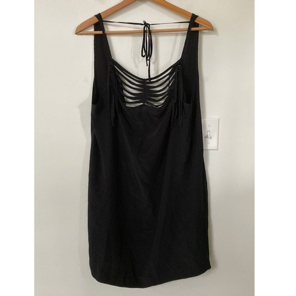 BCBGMAXAZRIA Silk Fringe Dress Tunic with Black - Picture 3 of 10